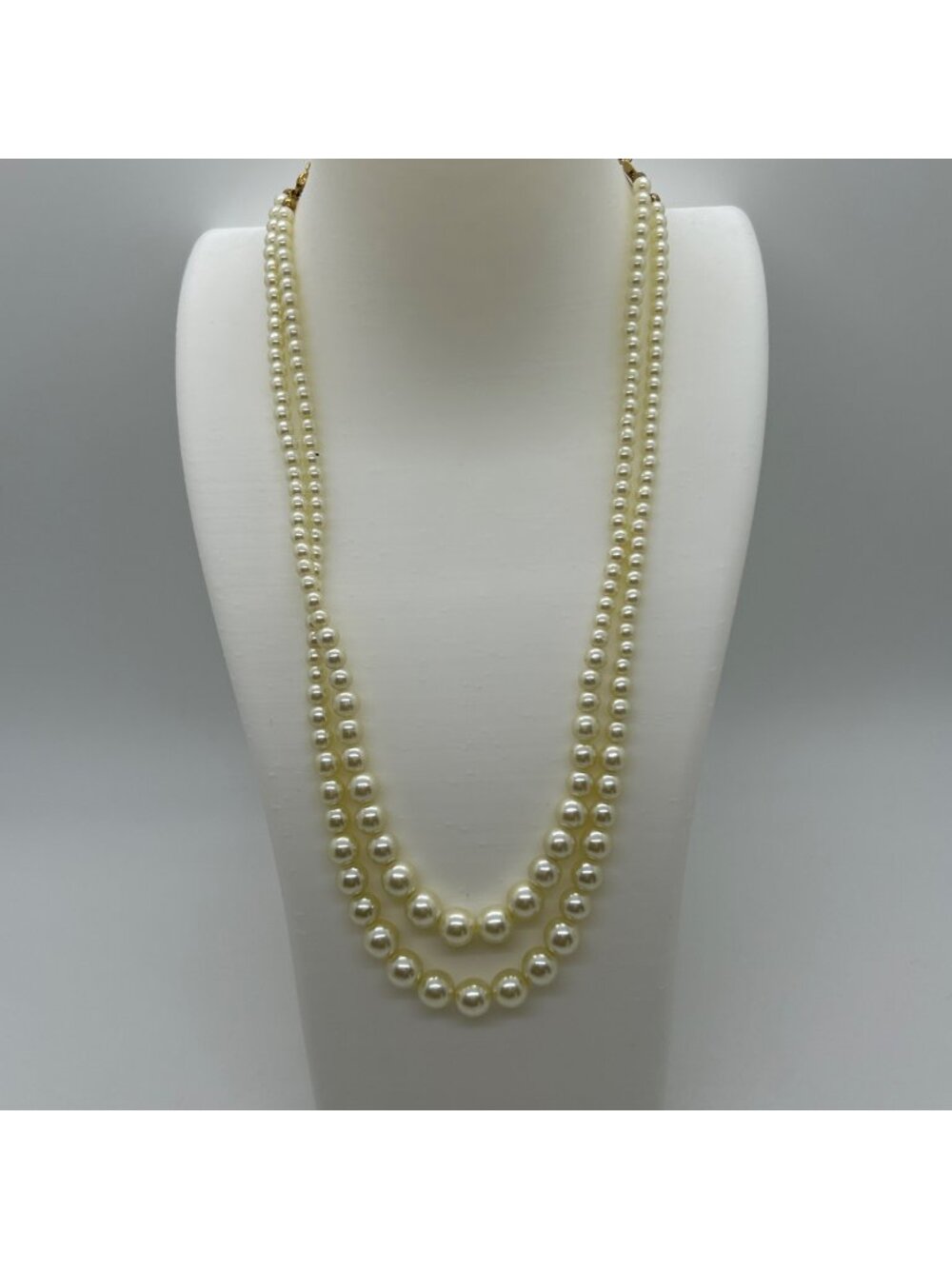Vintage Avon Double 2 Strand Graduated Faux Pearl Necklace Wedding Prom Formal